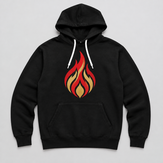 Inferno team hoodie - black with red and gold flame