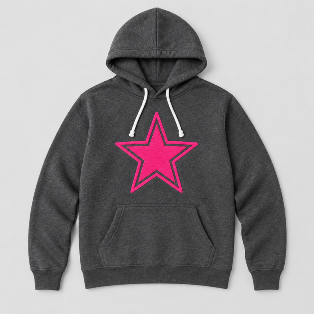 Midnight Star team hoodie - charcoal with pink star