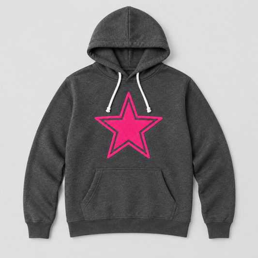 Midnight Star team hoodie - charcoal with pink star