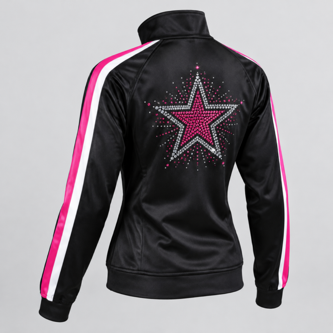 Midnight Star warm-up jacket with rhinestone star logo