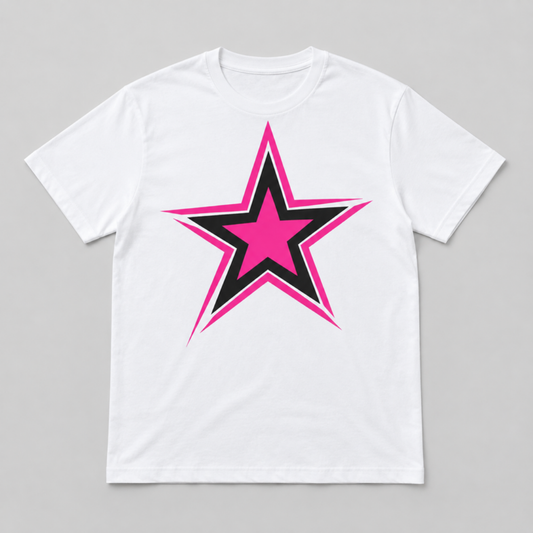 Midnight Star team tee - white with pink and black star