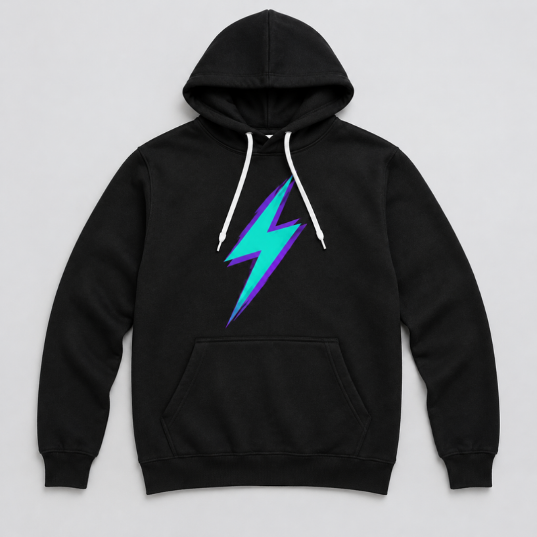 Venom team hoodie - black with teal lightning bolt