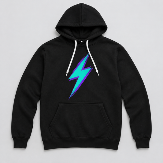 Venom team hoodie - black with teal lightning bolt