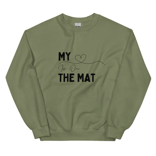 Cheer Mom Sweatshirt - My Heart Is On The Mat Cheerleading Mama Crewneck