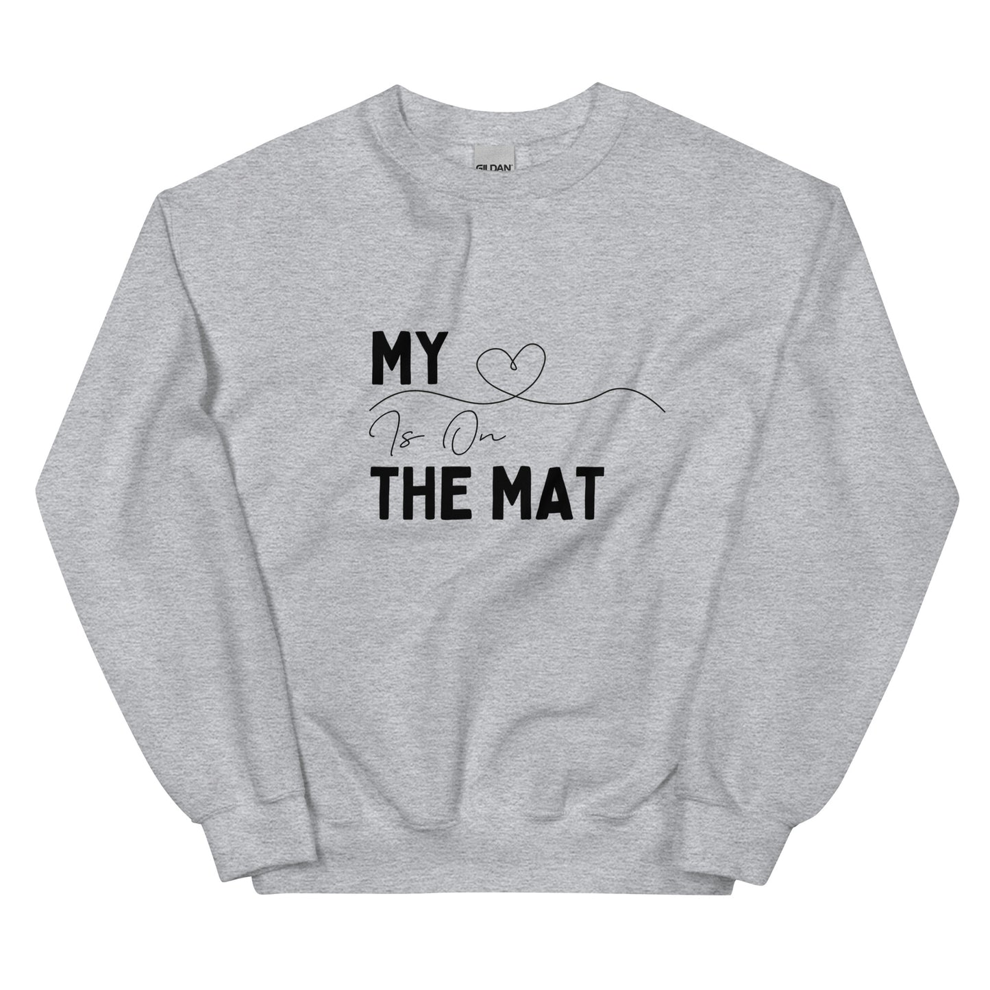 Cheer Mom Sweatshirt - My Heart Is On The Mat Cheerleading Mama Crewneck