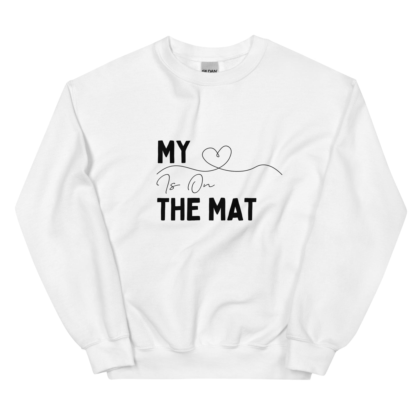 Cheer Mom Sweatshirt - My Heart Is On The Mat Cheerleading Mama Crewneck