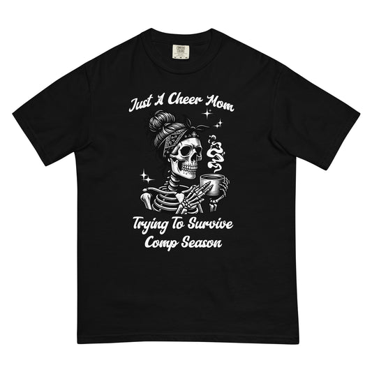 Just A Cheer Mom Trying To Survive Comp Season Skull Tee For Women